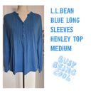 L.L.Bean  Blue Long-sleeves  Henley Top Photo 1