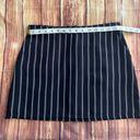 Forever 21 Women Black Lined Pinstripe Mini Skirt Zipper Back Size 28 Photo 5