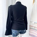 Alexis  Black Bow Tie Neck Long Sleeves Classy Pullover Blouse Women’s Size Large Photo 4