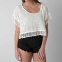 O'Neill  lace embroidered loose oversized cropped top tee shirt  Photo 3