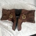 INC ‎ Brown Suede Gold Studded Boots with Buckle Size 9M Photo 3