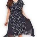 Lane Bryant  Black Floral Dress Size 24 Asymmetrical Hem Flutter Sleeve Curvy New Photo 0