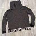 PINK - Victoria's Secret Pink by Victoria's Secret women's medium black/gray funnel drawstring sweatshirt Photo 0