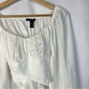 Forever 21  White Milkmaid Cropped Tie Back Long Sleeve Top M Photo 2