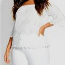 City Chic  Women's PLUS 18 Medium Peekaboo Eyelet Off the Shoulder Top White NWT Photo 0