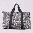 Black white animal print weekender tote duffel bag travel medium large Photo 0