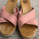 UGG  Pink Leather Criss Cross Mule Wedge Sandals Women's 7.5 Photo 2