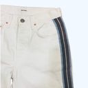 GRLFRND NWT  White Cropped High Rise Jeans Blue Stripe Raw Hem 24 2 Photo 4