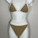 Beach Riot  Bikini Size XS Pamela Bikini Top & Emmy Bottoms Taupe & White Photo 7