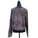 Good American  Cheetah Cropped Long Sleeve Crewneck Raglan Sweater 6 NWT Photo 1