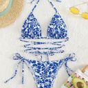 Boutique Blue & White, Tropical, Strapped, Bikini Set Photo 5