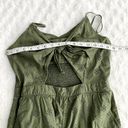 Aerie Olive Green Floral Eyelet Lace Front Tie Cutout Boho Summer Romper M Photo 6