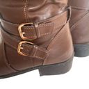 AZ Denver Faux Leather Brown Calf Heeled Zippered Womens High Fashion Boots 8M Size 8 Photo 11