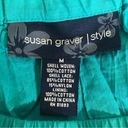 Susan Graver  boho teal blue cotton elastic waist full midi skirt sz M Photo 5