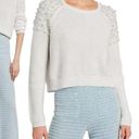 Michelle Mason  Faux Pearl-Embellished Cotton Cropped Knit Sweater White Womens S Photo 0