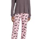 Cozy Zoe Love Dogs Pajamas Set Pink MEDIUM Knit Wide Leg Soft Long Sleeve NEW Gray Photo 0