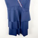 Cacique  Swim Navy Blue Ruffles Adjustable Straps Built In Bra Tankini, Size 28 Photo 6