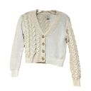 Joie  Contrast Cable Knit Cropped Two Tone Cardigan Sweater Photo 0