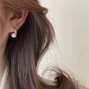 18K Gold Plated White Pearl Hoop Earrings for Women, Pearl Earrings Photo 2