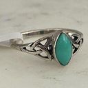 Sterling Silver Imitation Turquoise and  Marquise Ring Size 8 Photo 0