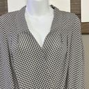 Ann Taylor Factory Long Sleeve Criss Cross High Low Abstract Cream/Blk Blouse- L Photo 3