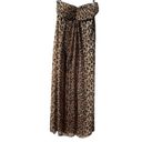 Sans Souci  Women's Strapless Maxi Dress Animal Leopard Print Sheer Brown Medium Photo 5