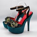 Circus by Sam Edelman  Jenny Blue Platform High Heels Strappy Buckle Bow Shoe 7M Photo 0