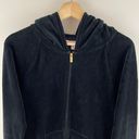 Juicy Couture Y2K Black Velvet Velour Hooded Tracksuit Jacket Sweatshirt Photo 2