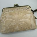 Patricia Nash  Chalk White Embossed Leather Coin Purse Key NEW Kiss lock Photo 2