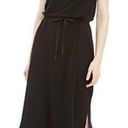 Eileen Fisher  Dress Black Roundneck Drawstring Waist Jersey Dress Sz L NWT Photo 0