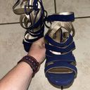 Charlotte Russe Charlotte Rouse Navy Strappy Heels 7.5.  EUC. 3.5” Heel. Ties On Side Photo 6