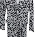 Cache  Small Dress Black White Diamond Print Knee Length Belted Long Sleeve 207 Photo 0