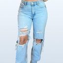 ZARA High-Waisted, Straight, Distressed Jeans, Size 6 Photo 0