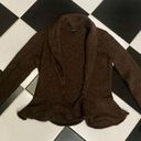 Ralph Lauren Vintage Y2K Lauren  Brown Mohair Blend Open Front Sweater Frilly szS Photo 0