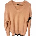 360 Cashmere  Large Barbara Pink Black Trim High Low Crewneck Sweater Photo 1