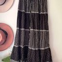 LALLA NISSA BLACK WHITE BOHO CRINKLE MAXI SKIRT ruffle tiered SIZE Medium Photo 1