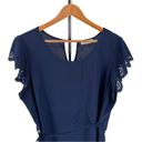 The Moon Full Cheryl Maternity Tie Front Blouse in Navy size 2X Laser Cut Out Floral Photo 4