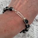 Onyx Handcrafted  Glass Bead Wire Wrapped Bracelet Photo 3