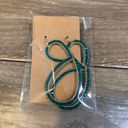 None Green Beaded Double Hoop Dangle Earrings NWOT Photo 5