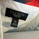 Talbots Fit & Flare Dress 14 PETITE Red White Blue Midi Pleated Floral Paisley Photo 4