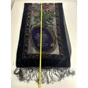 Black Velvet Floral Roses Silk Velour Sheer Table Runner Scarf Wrap Photo 5