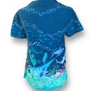 Modcloth  Blue Button Front Short Sleeve Shirt Aquatic Shipwreck Shark Collared Photo 2