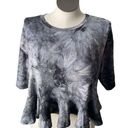 Good Luck Gem  crop top tie dye peplum bottom shirt black Sz XL Photo 0