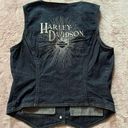 Harley Davidson Womens Vets Denim Sparkles Button Up Back Embroidered Size M Size M Photo 0