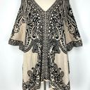 Flying Tomato Womens Paisley Patterned Poncho Sweater Size S/M Tan Black Top Photo 0