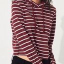 Hollister Striped Hooded Crop Top in Burgundy size S Photo 0