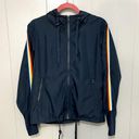 Zyia Navy Rainbow Stripes Hooded Lightweight Active Windbreaker Jacket S Photo 1