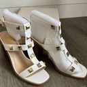 Soda  Beets White Faux Leather Gold Studded Heels Women’s Size 10 Photo 6