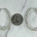 Twisted Silver Tone  Hoop Earrings Pierced Pair Photo 0