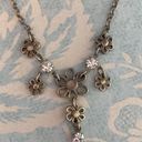 Ethereal Vintage Sterling Plated Flower Necklace Womens 16in Faux Rhinestones  Photo 6